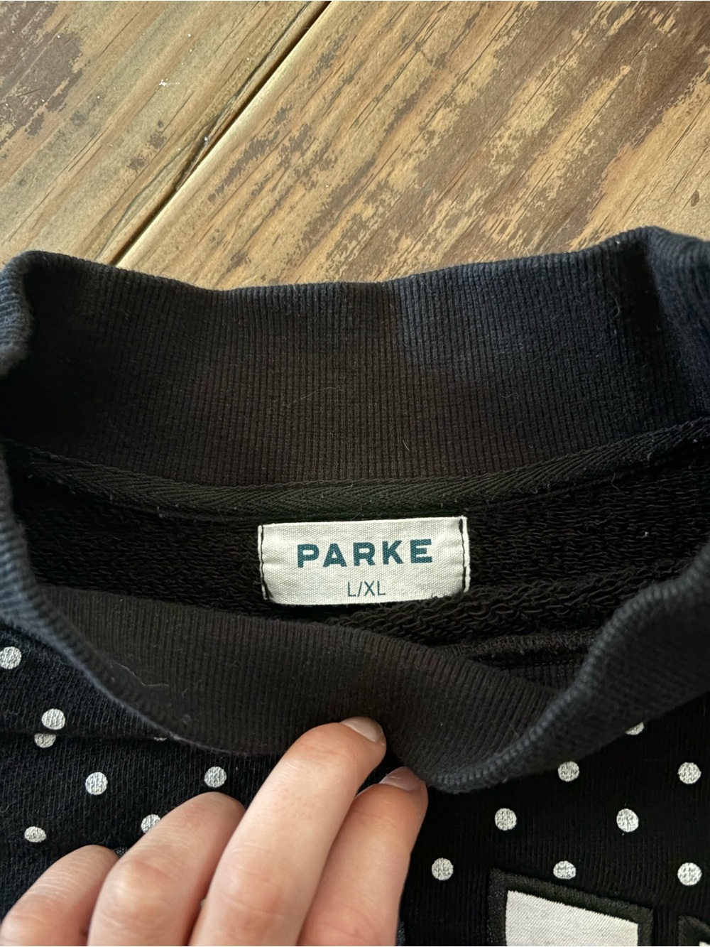 Parker Black Polka Dot Pullover Sweatshirt - Picture 2 of 3